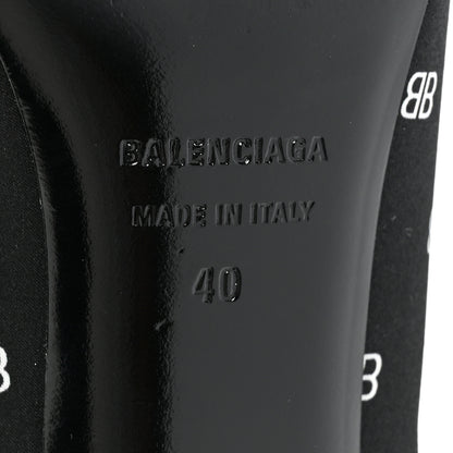 Balenciaga Crepe Satin BB Printed Knife Pointed Toe 40mm Mules 40 Black White 6 of 12