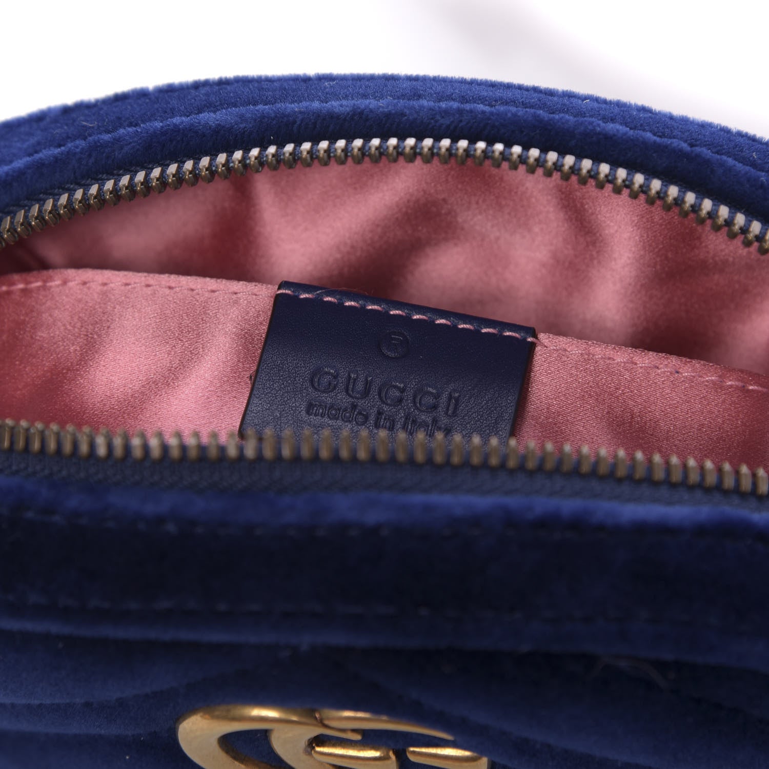 Gucci Velvet Matelasse GG Marmont Belt Bag 85 34 Cobalt Blue 8 of 9