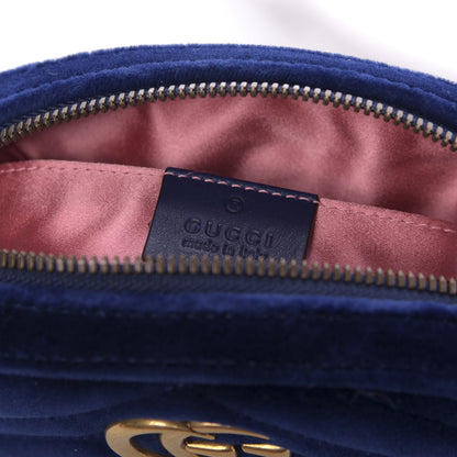 Gucci Velvet Matelasse GG Marmont Belt Bag 85 34 Cobalt Blue 8 of 9