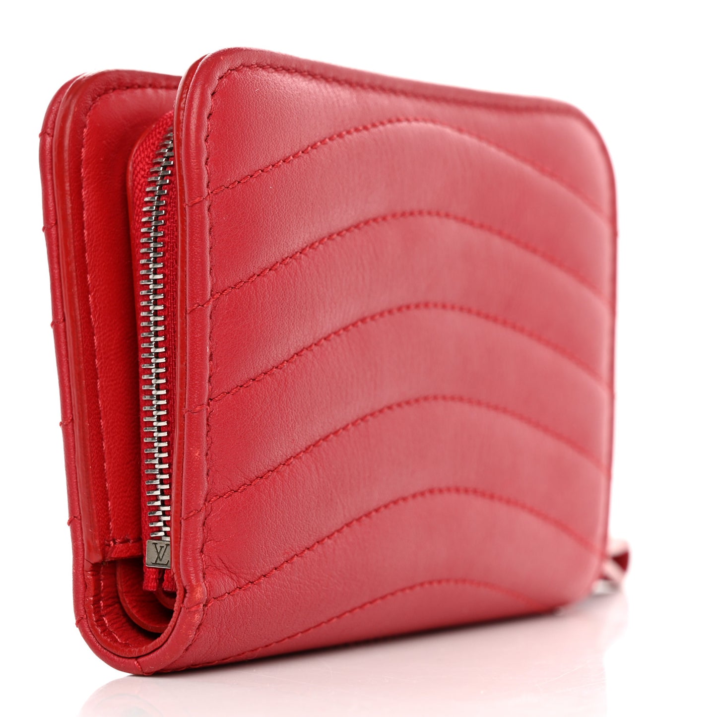 Calfskin New Wave Compact Zip Wallet Rouge