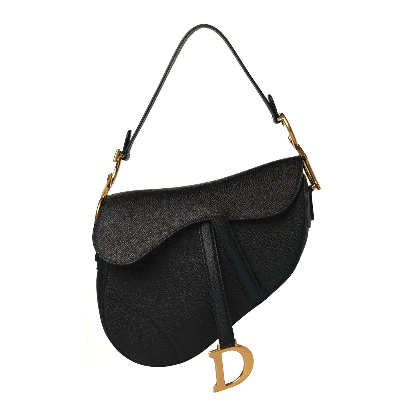 Grained Calfskin Saddle Bag Black
