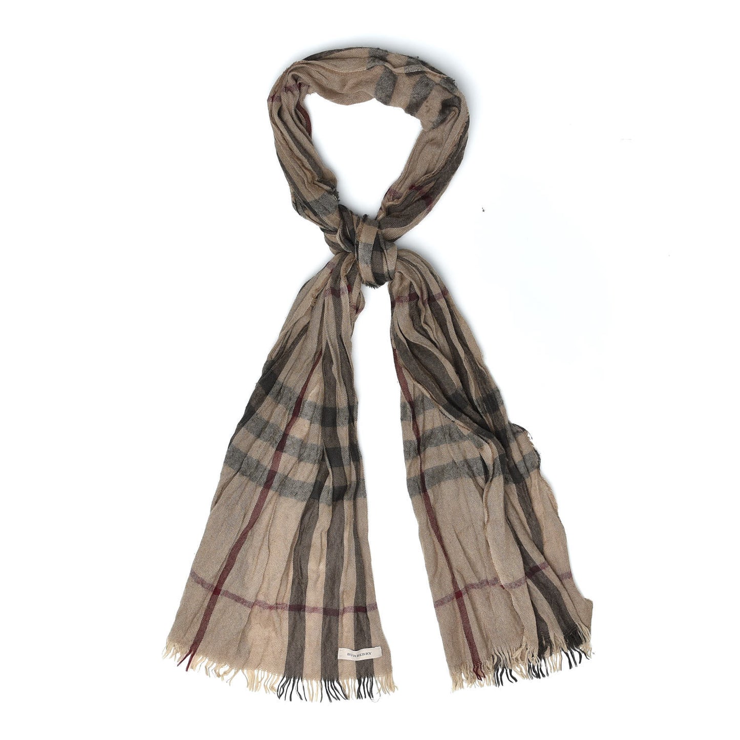 Cashmere Check Lightweight Scarf Camel