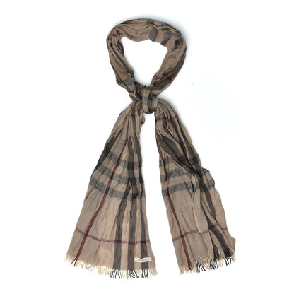 Burberry Cashmere Check Lightweight Scarf Camel 1 of 4