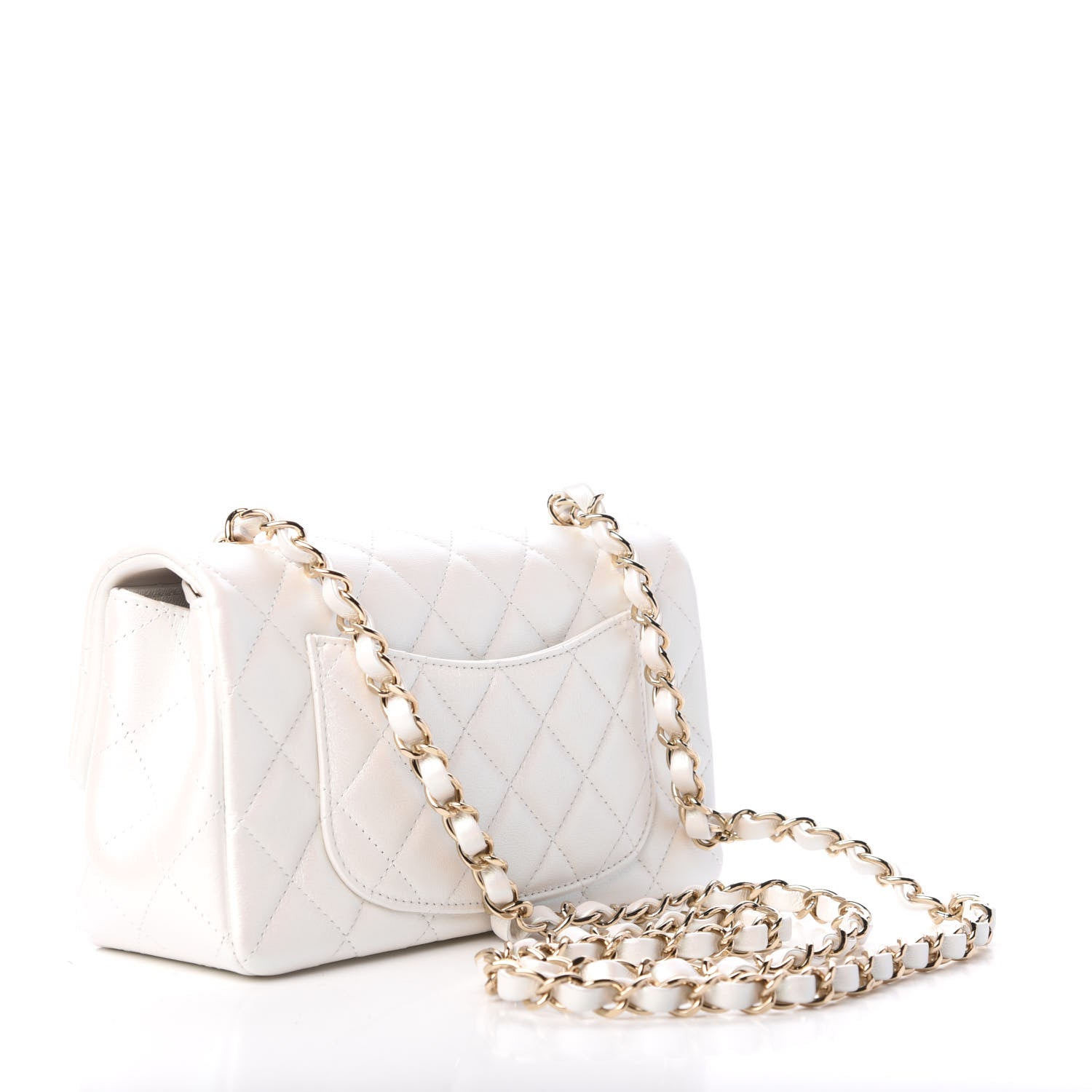 Chanel Iridescent Calfskin Quilted Mini Rectangular Flap White 3 of 9