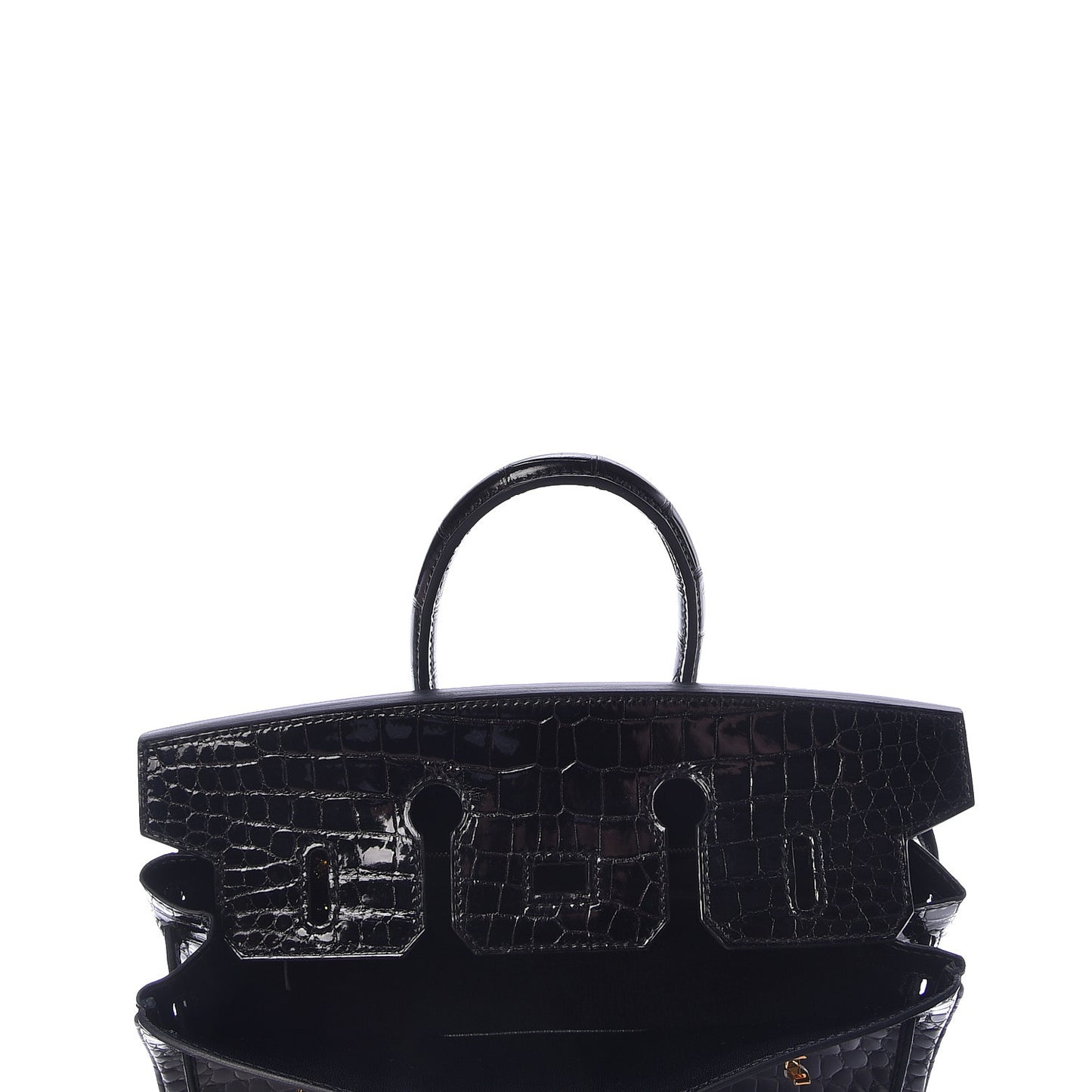 Shiny Porosus Crocodile Birkin 25 Black