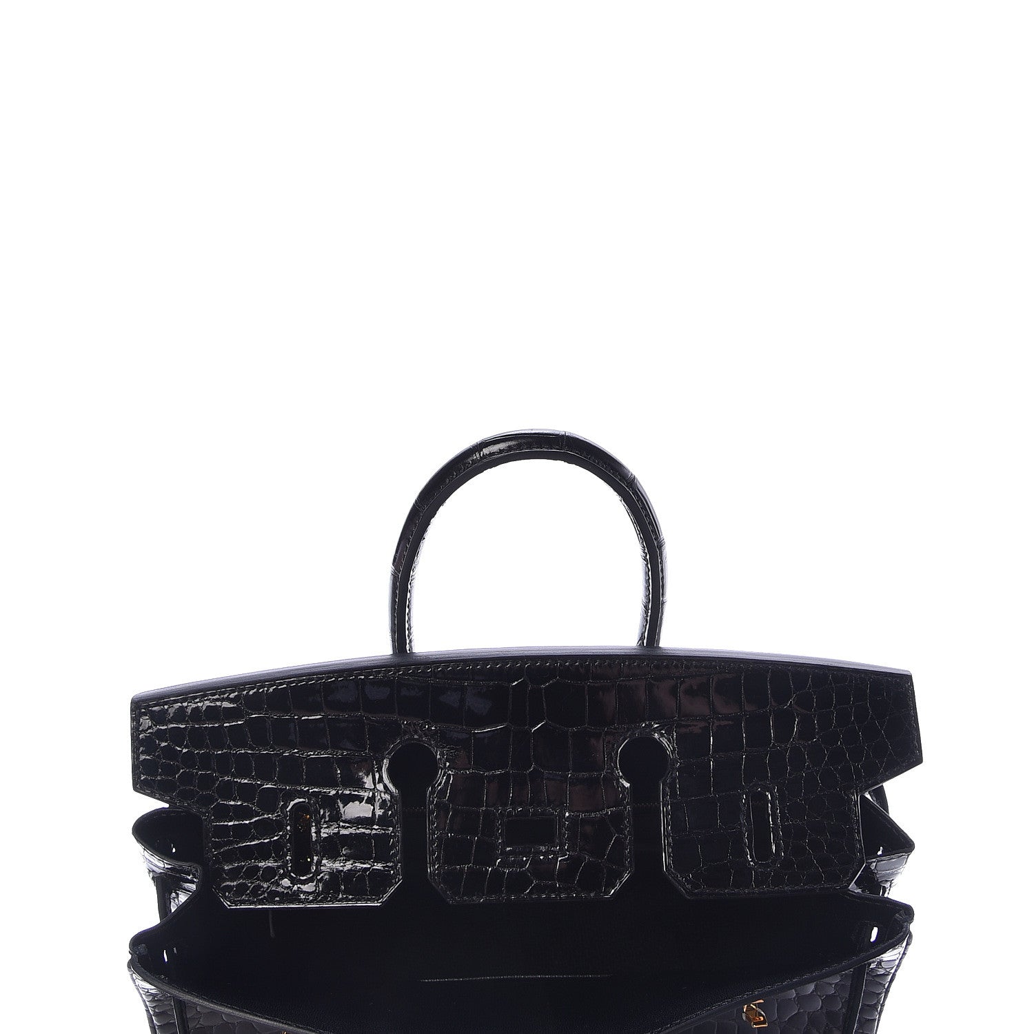Hermes Shiny Porosus Crocodile Birkin 25 Black 14 of 35