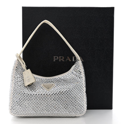 Prada Satin Crystal Mini Re-Edition 2000 Bag White 11 of 11