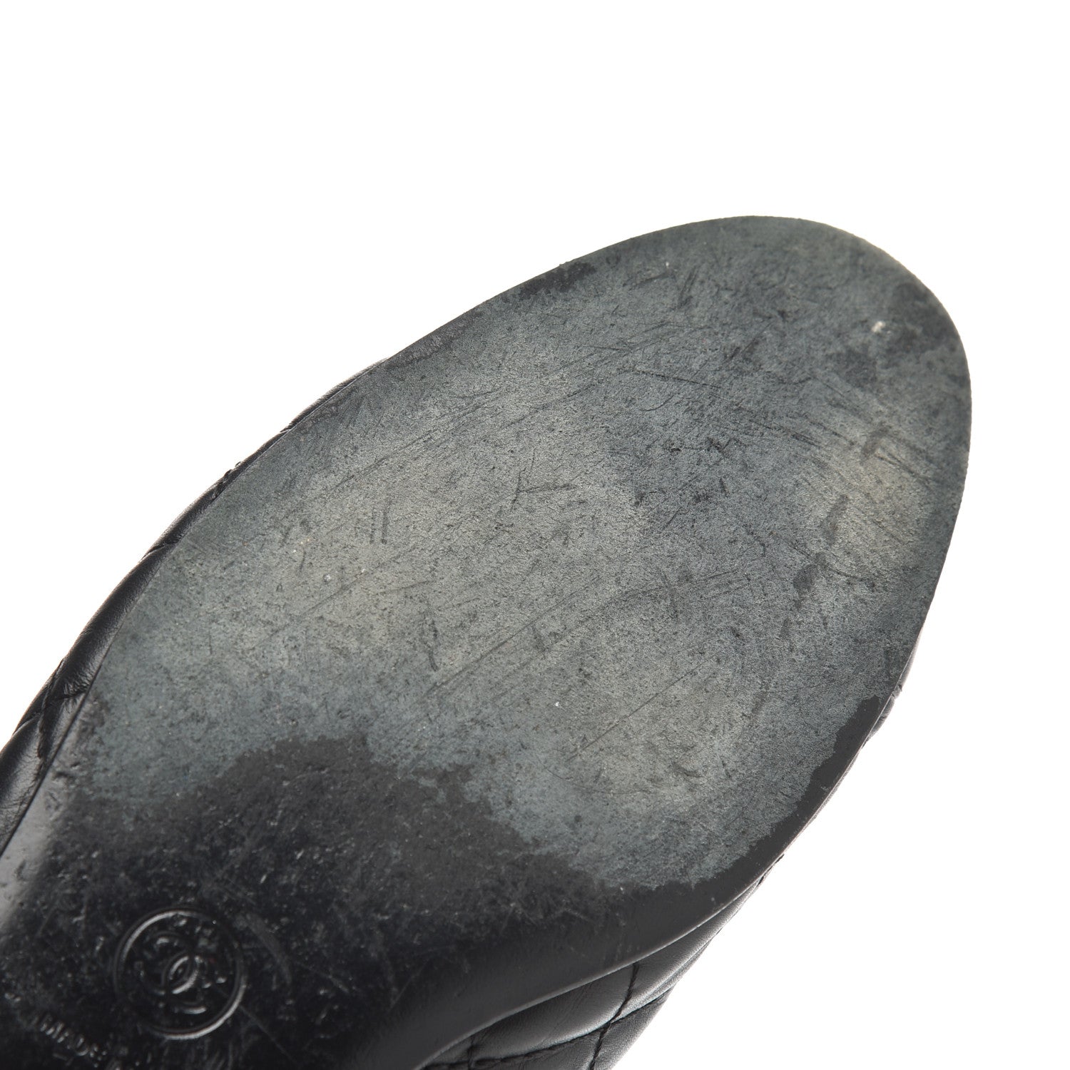 Chanel Aged Calfskin Quilted CC Cap Toe Ballerina Flats 38.5 Black 19 of 20
