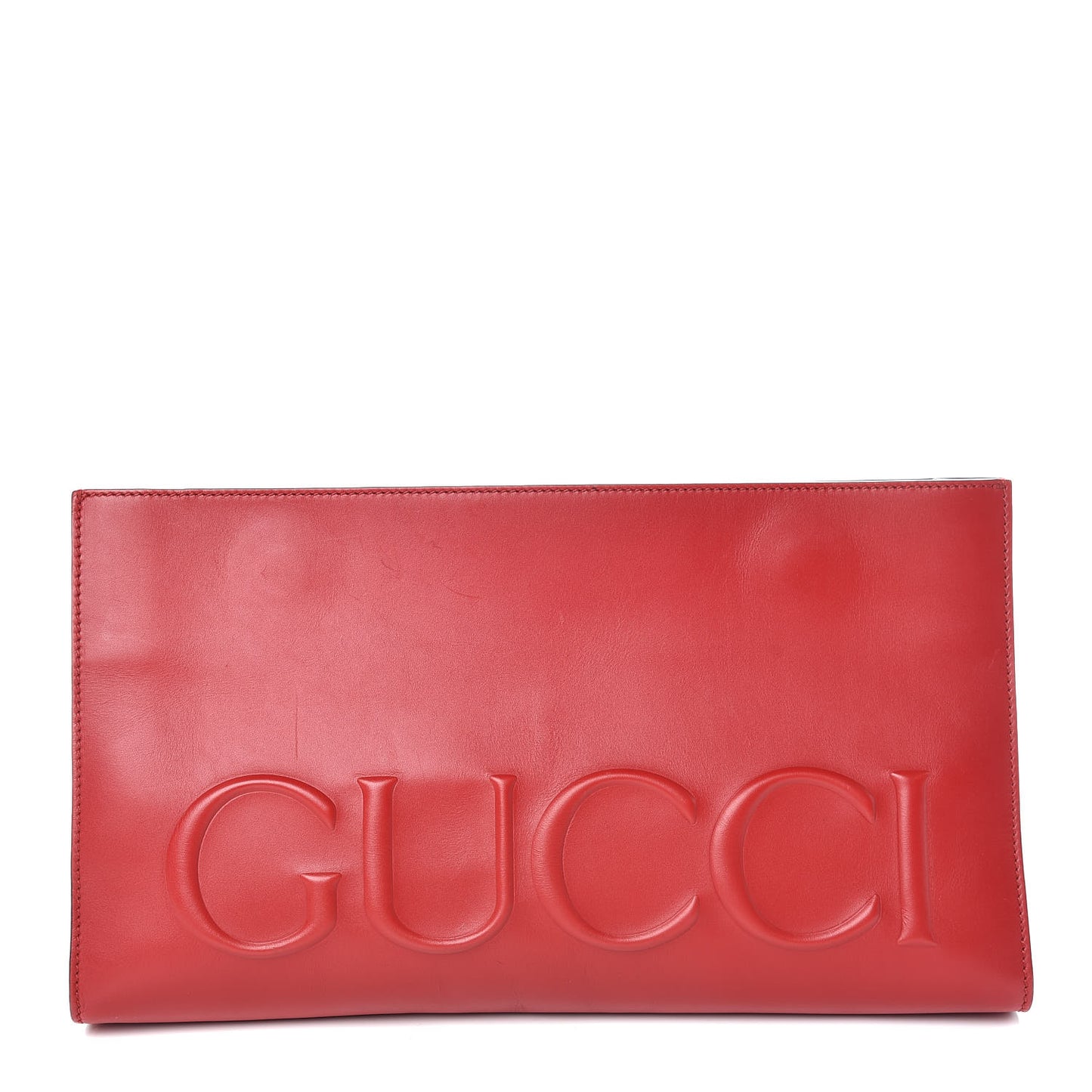 Calfskin Embossed XL Clutch Red
