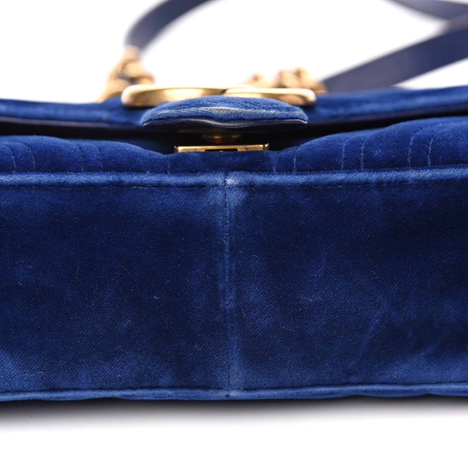 Gucci Velvet Matelasse Mini GG Marmont Shoulder Bag Cobalt Blue 9 of 16