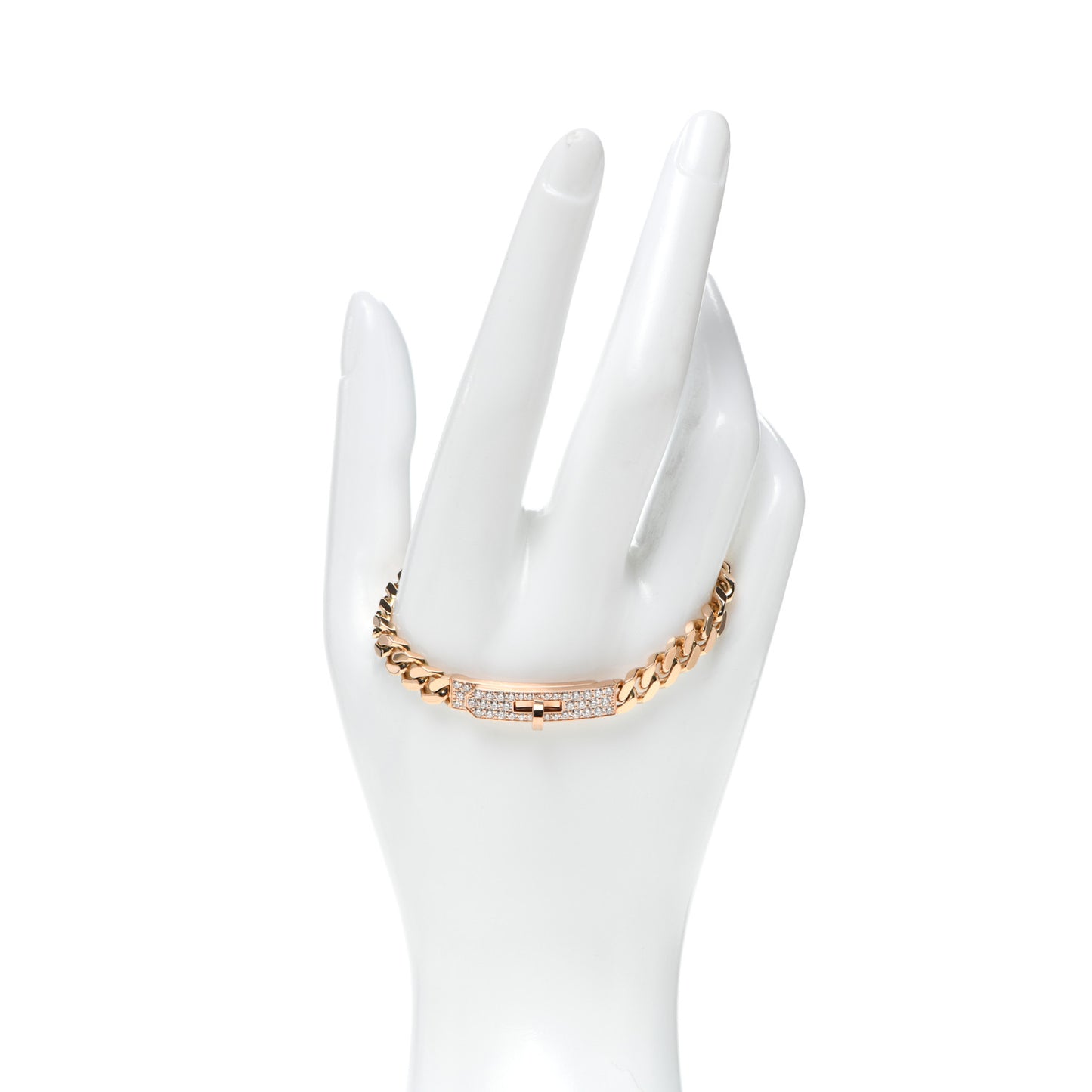 18K Rose Gold Diamond PM Kelly Gourmette Bracelet ST