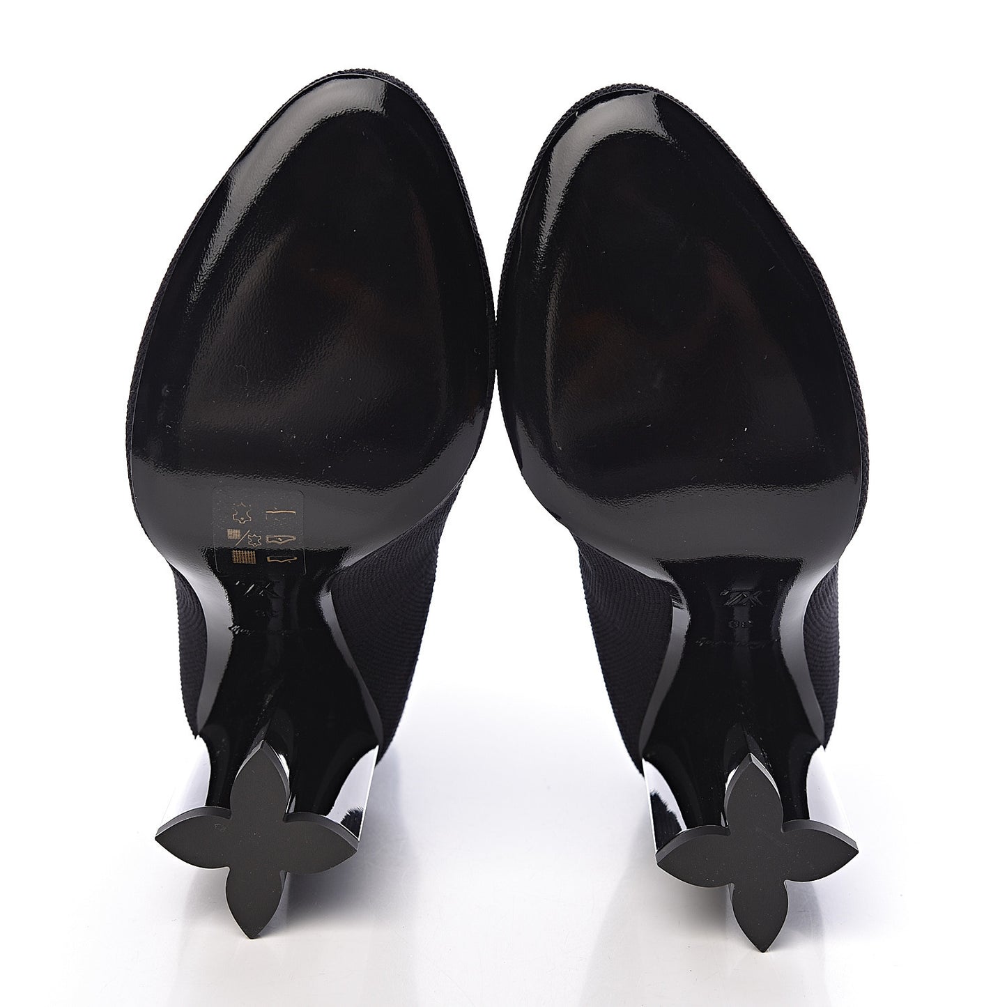 Stretch Fabric LV Black Heart Sock Ankle Boots 38 Black