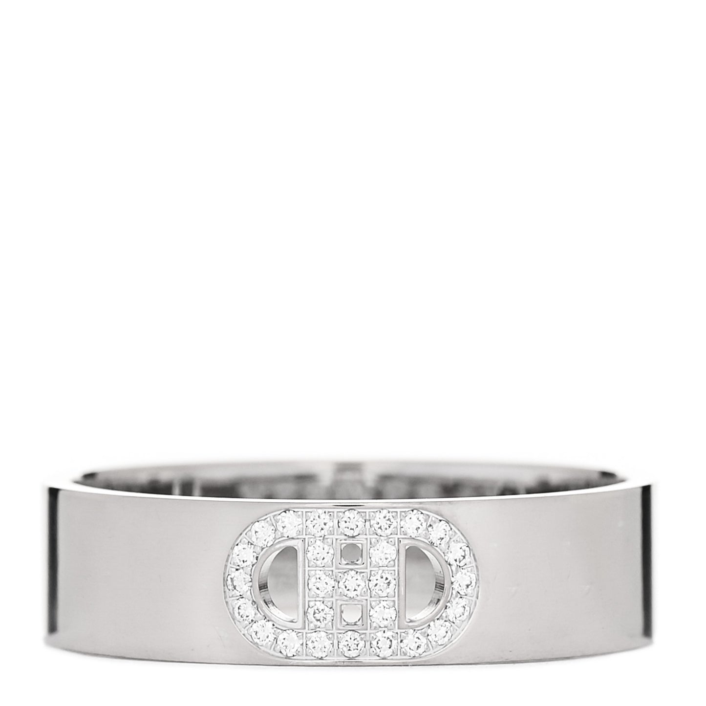 18K White Gold Diamond PM H D'Ancre Ring 58 8.25