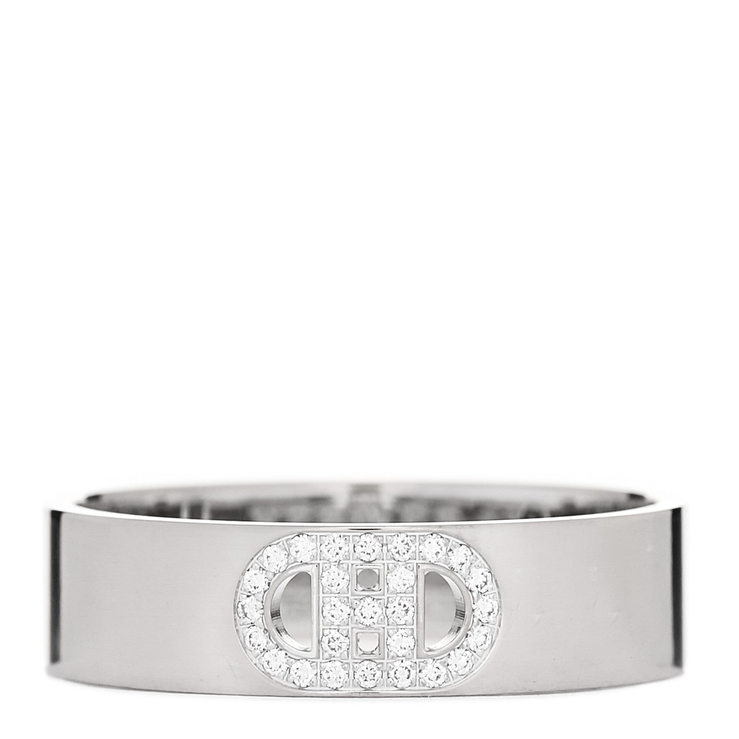 Hermes 18K White Gold Diamond PM H D'Ancre Ring 58 8.25 1 of 5