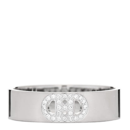 Hermes 18K White Gold Diamond PM H D'Ancre Ring 58 8.25 1 of 5