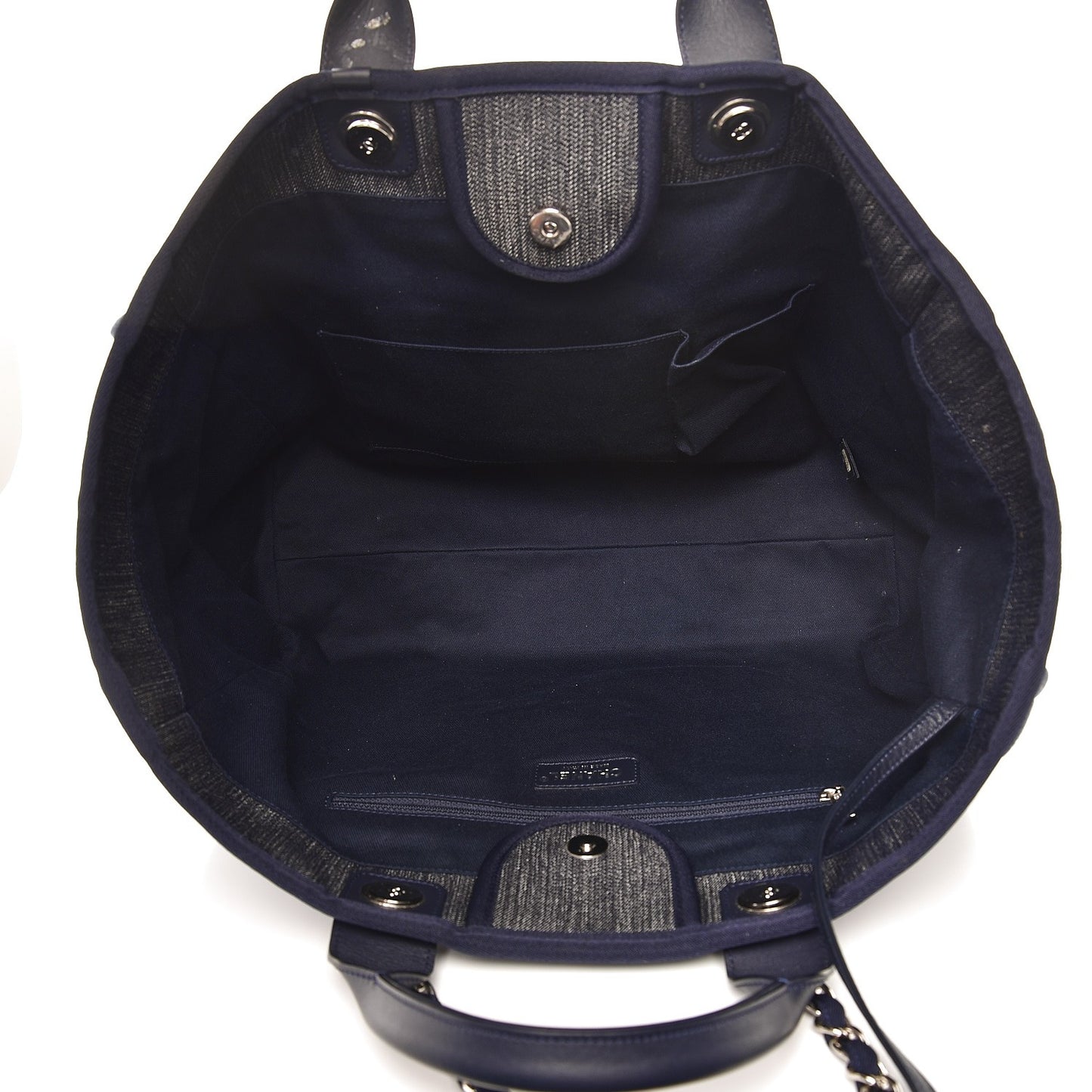 Denim Large Deauville Tote Blue Orange