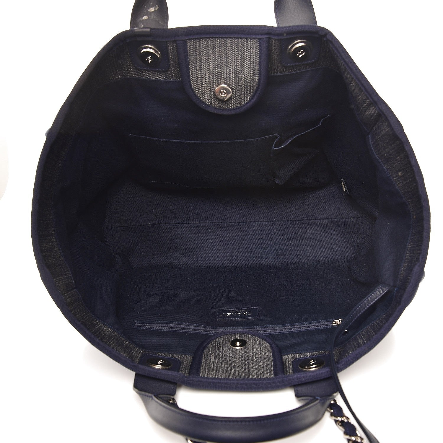 Chanel Denim Large Deauville Tote Blue Orange 6 of 11