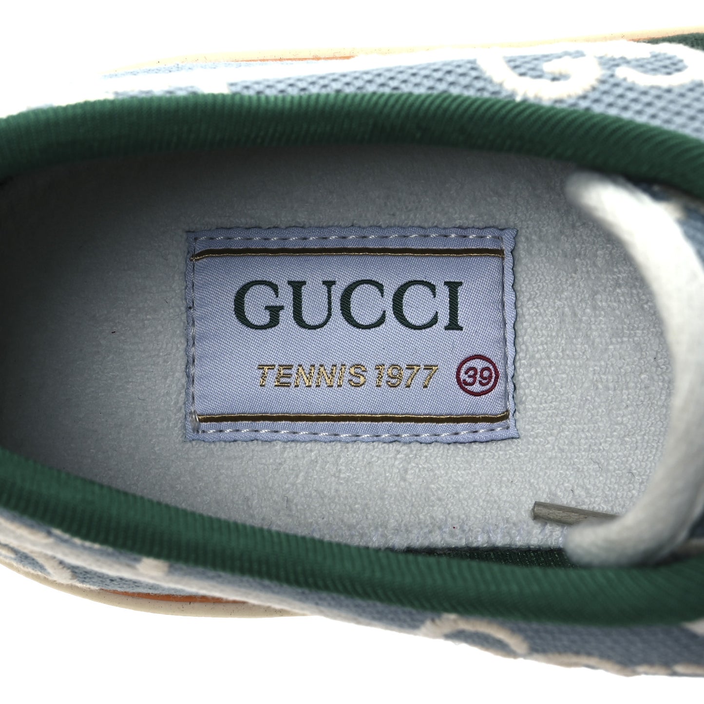 Cotton GG Monogram Web Womens 1977 Tennis Sneakers 39 Philod Ivory Mystic White