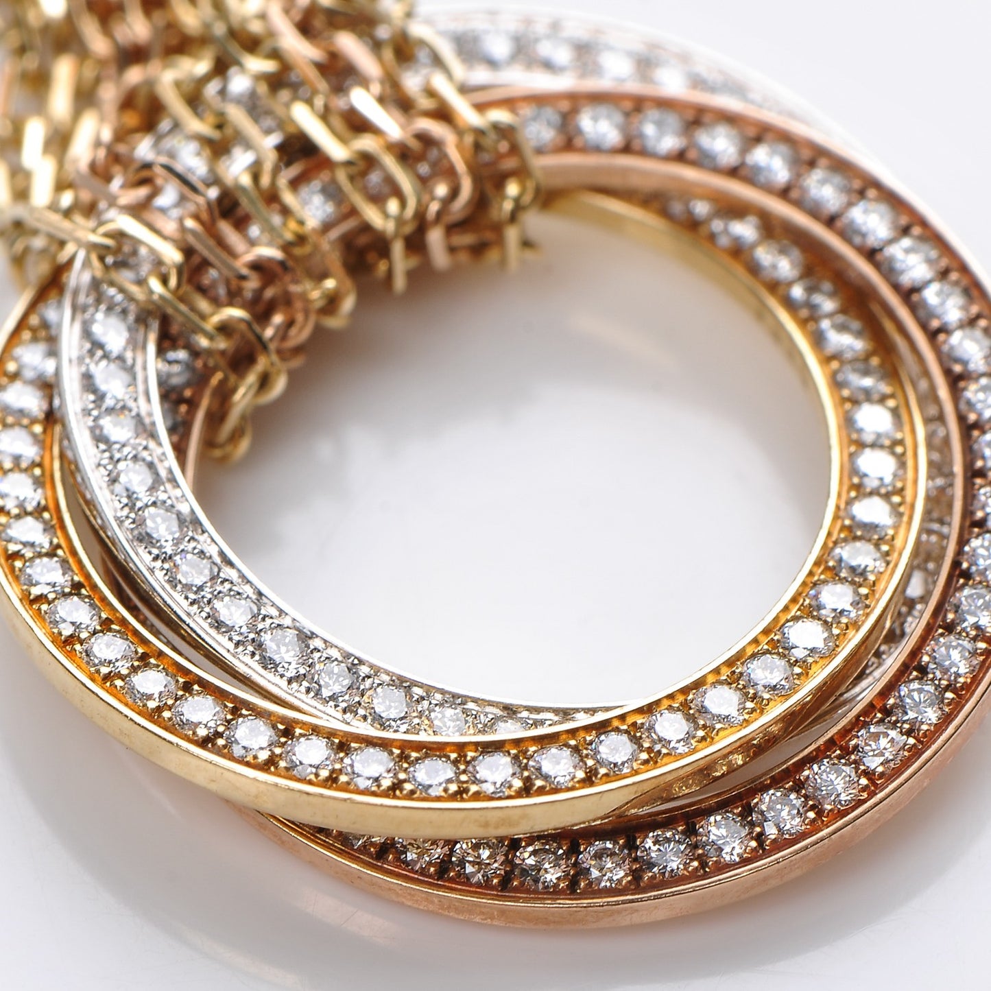 18K Pink Yellow White Gold Diamond Trinity De Bracelet