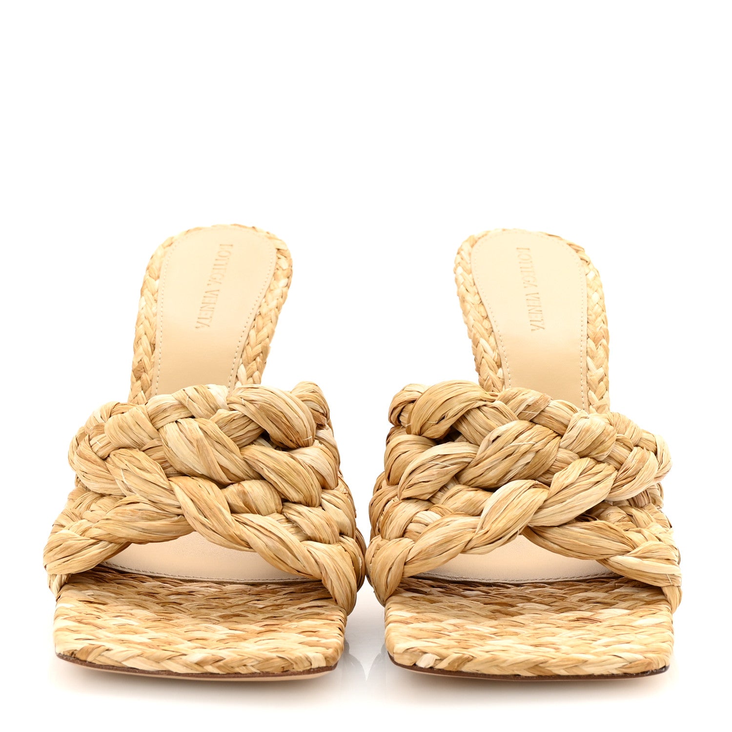 Bottega Veneta Raffia Twisted Intrecciato Stretch Mule Sandals 40 Macadamia 3 of 9