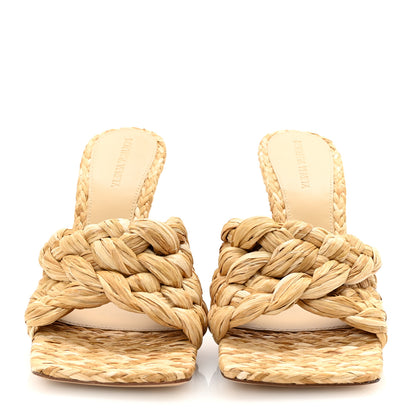 Bottega Veneta Raffia Twisted Intrecciato Stretch Mule Sandals 40 Macadamia 3 of 9