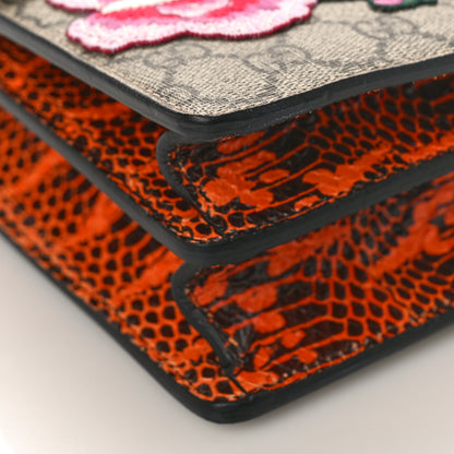 Gucci GG Supreme Monogram Snakeskin Elton Embroidered Medium Dionysus Shoulder Bag Beige Orange 9 of 12