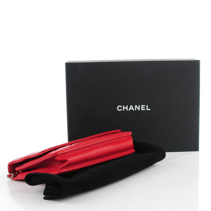 Chanel Lambskin Quilted Wallet On Chain WOC Red Pink 4 of 8