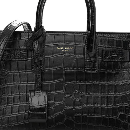 Saint Laurent Calfskin Crocodile Embossed Nano Sac De Jour Black 8 of 11