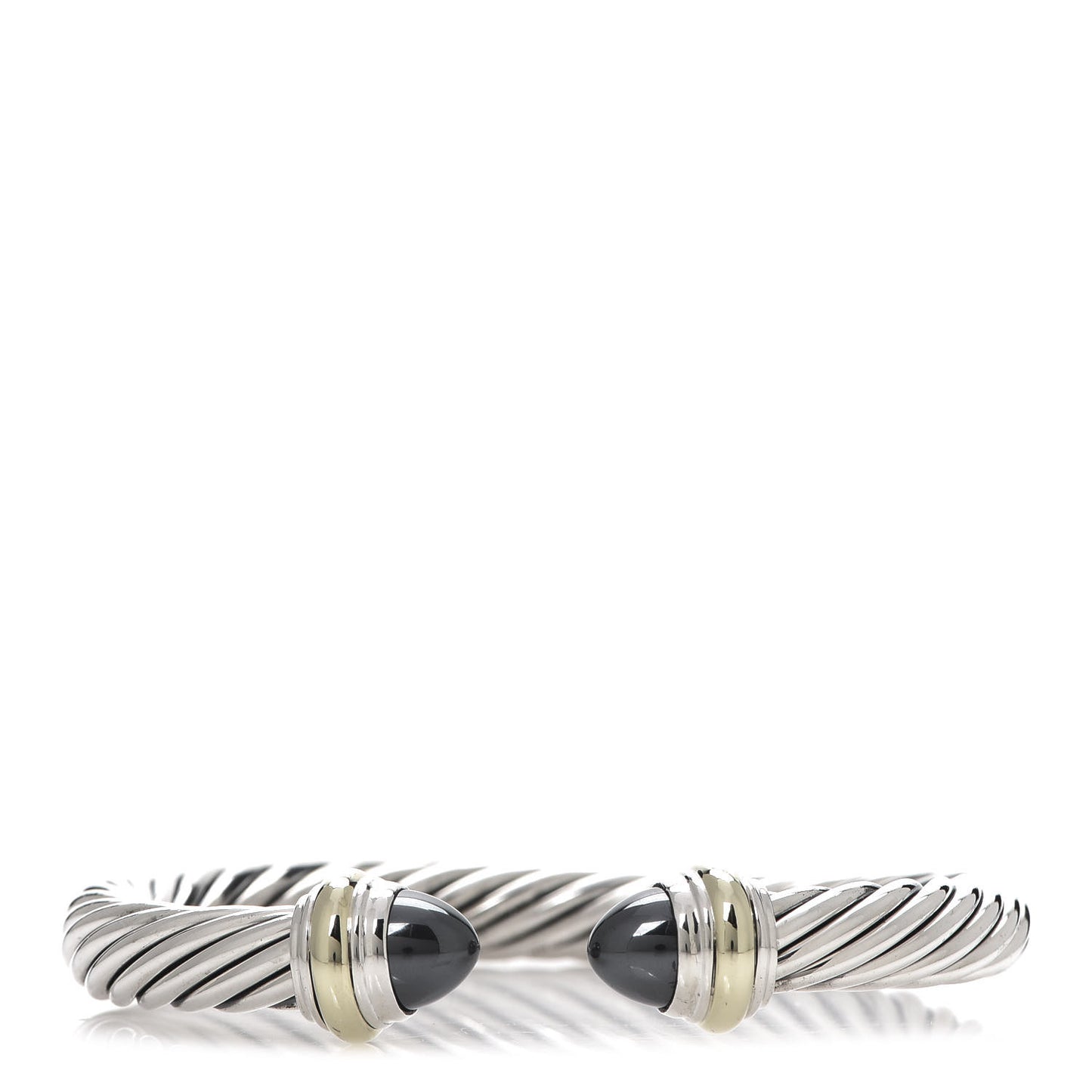 Sterling Silver 14K Yellow Gold Hematite 7mm Cable Classics Bracelet