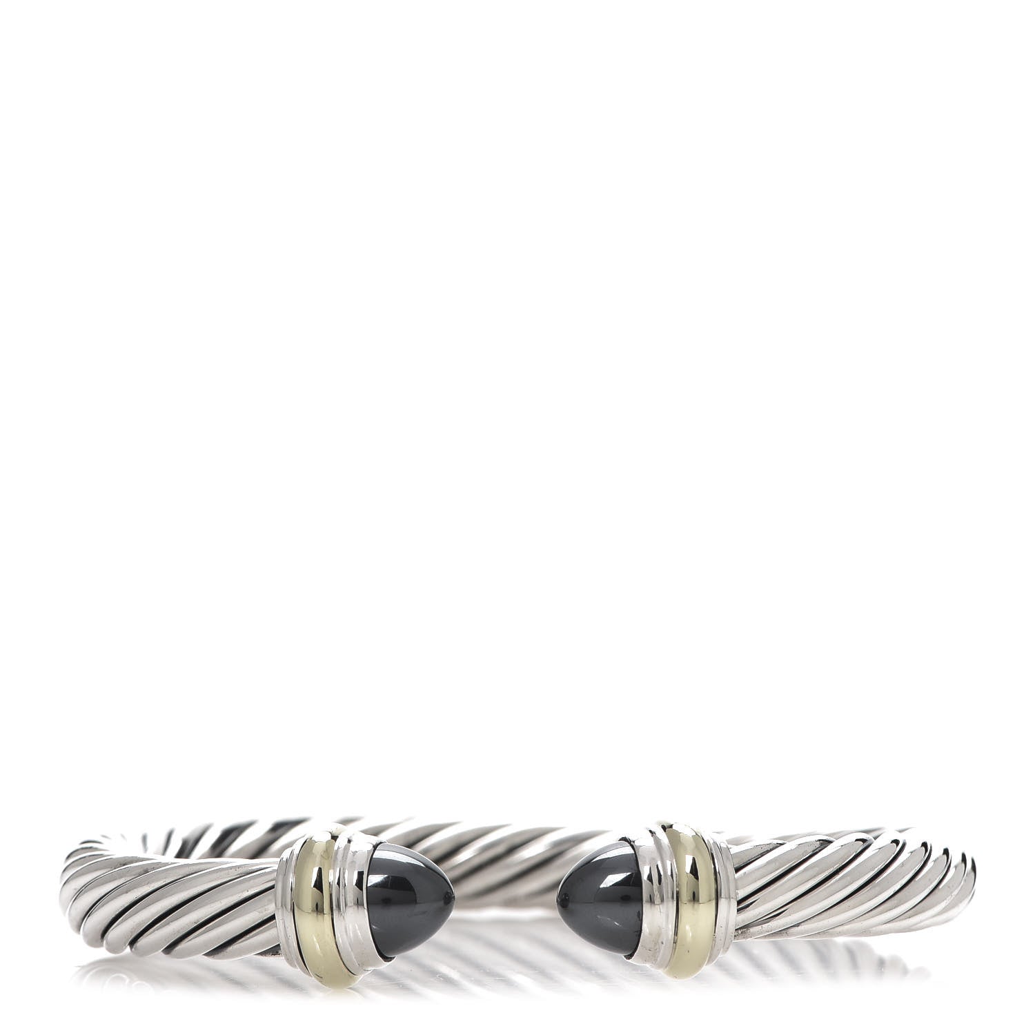 David Yurman Sterling Silver 14K Yellow Gold Hematite 7mm Cable Classics Bracelet 1 of 4