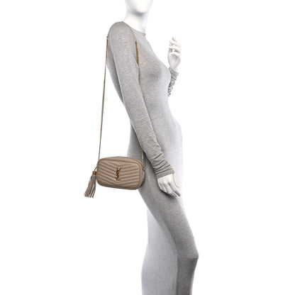 Saint Laurent Grain De Poudre Matelasse Monogram Mini Lou Camera Bag Dark Beige 2 of 10