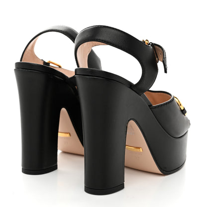 Gucci Nappa Charlotte Horsebit 40/135mm Platform Sandals 37 Black 5 of 10