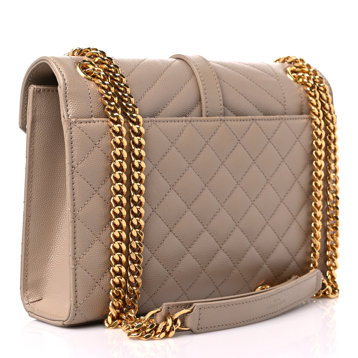 Grain De Poudre Textured Mixed Matelasse Medium Triquilt Monogram Satchel Dark Beige
