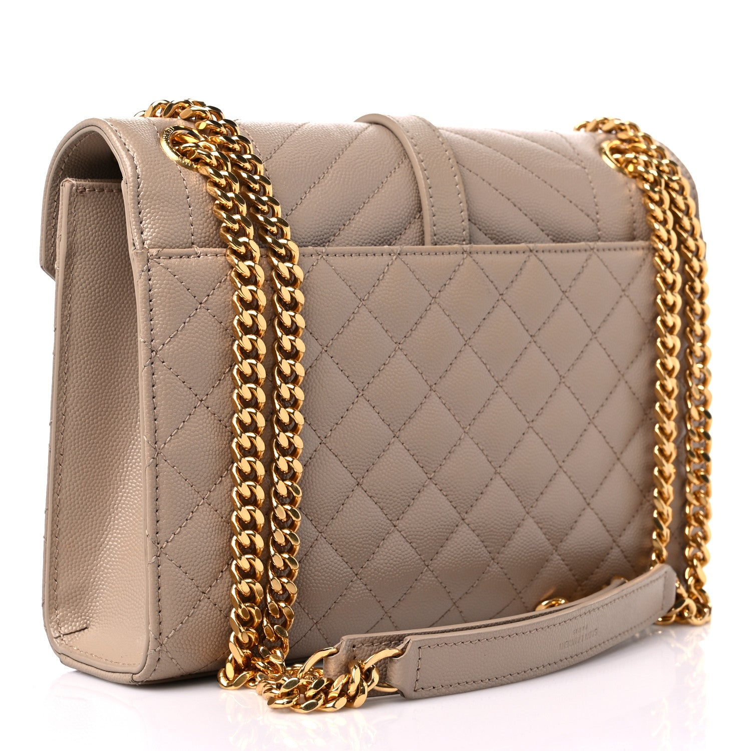 Saint Laurent Grain De Poudre Textured Mixed Matelasse Medium Triquilt Monogram Satchel Dark Beige 3 of 16