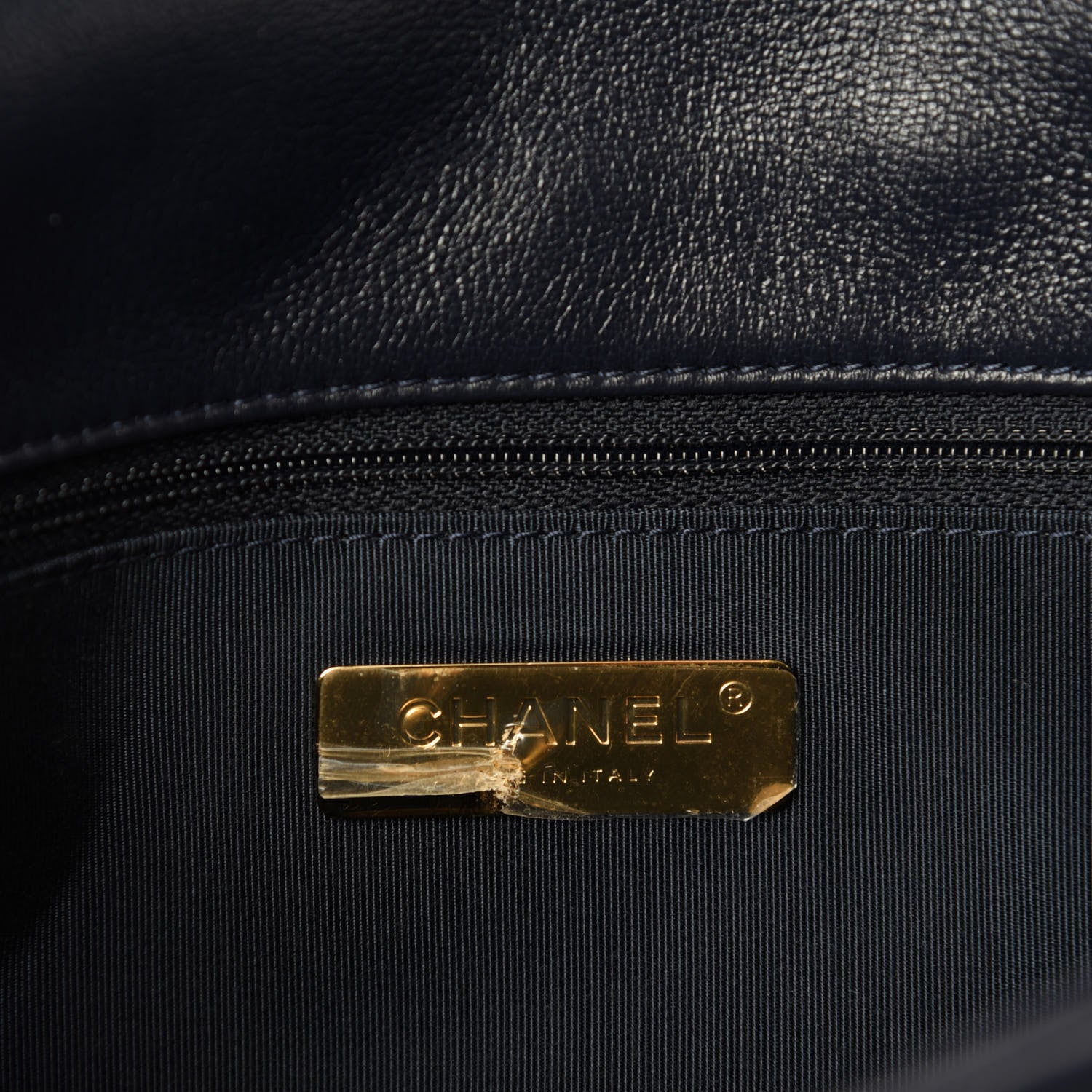 Chanel Goatskin Quilted Medium 19 Flap Navy Blue 8 of 11