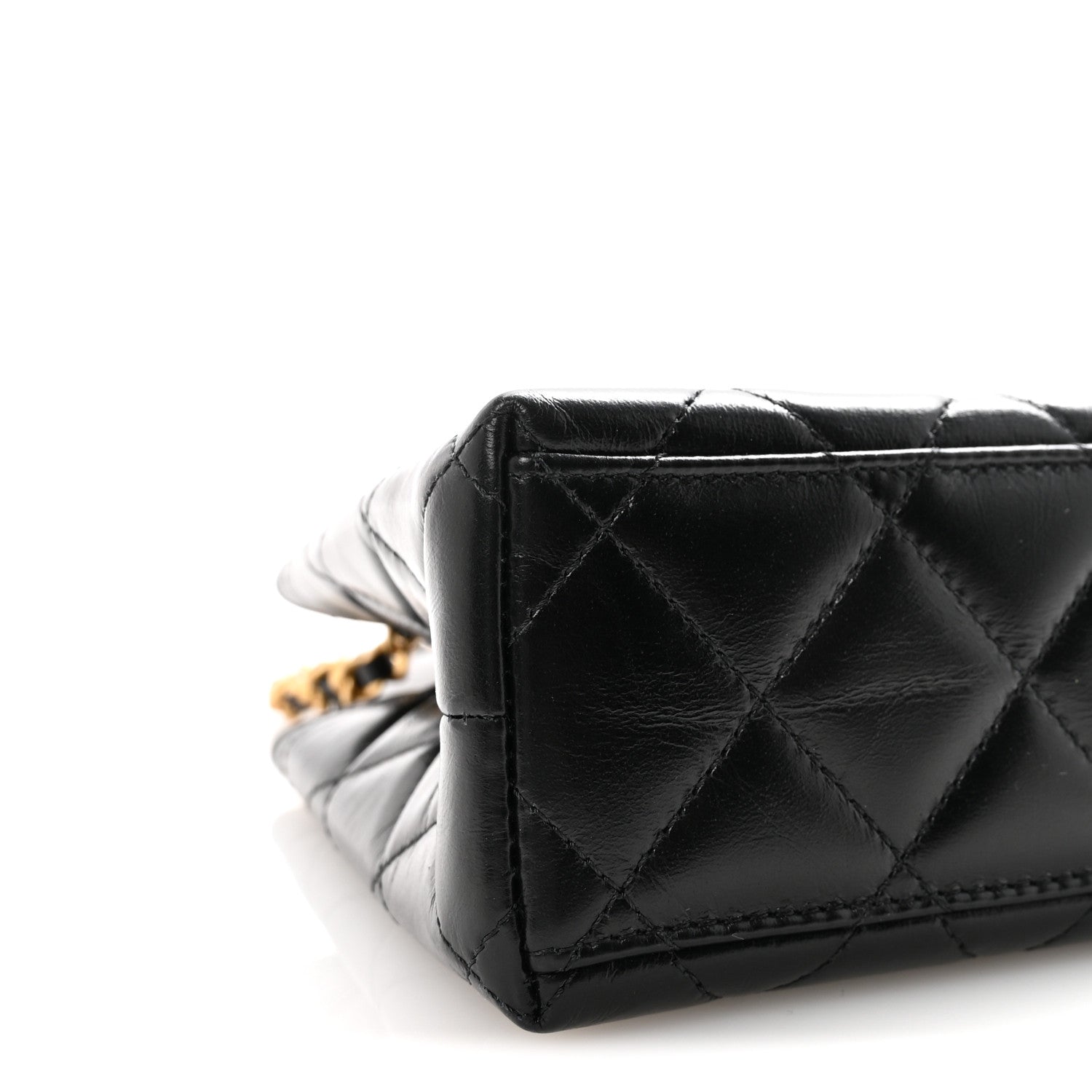 Chanel Shiny Aged Calfskin Quilted Nano Kelly Shopper Black 9 of 11