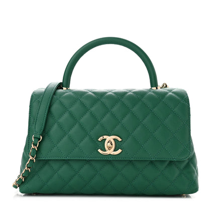 Chanel Caviar Quilted Small Coco Handle Flap Green 1 of 10