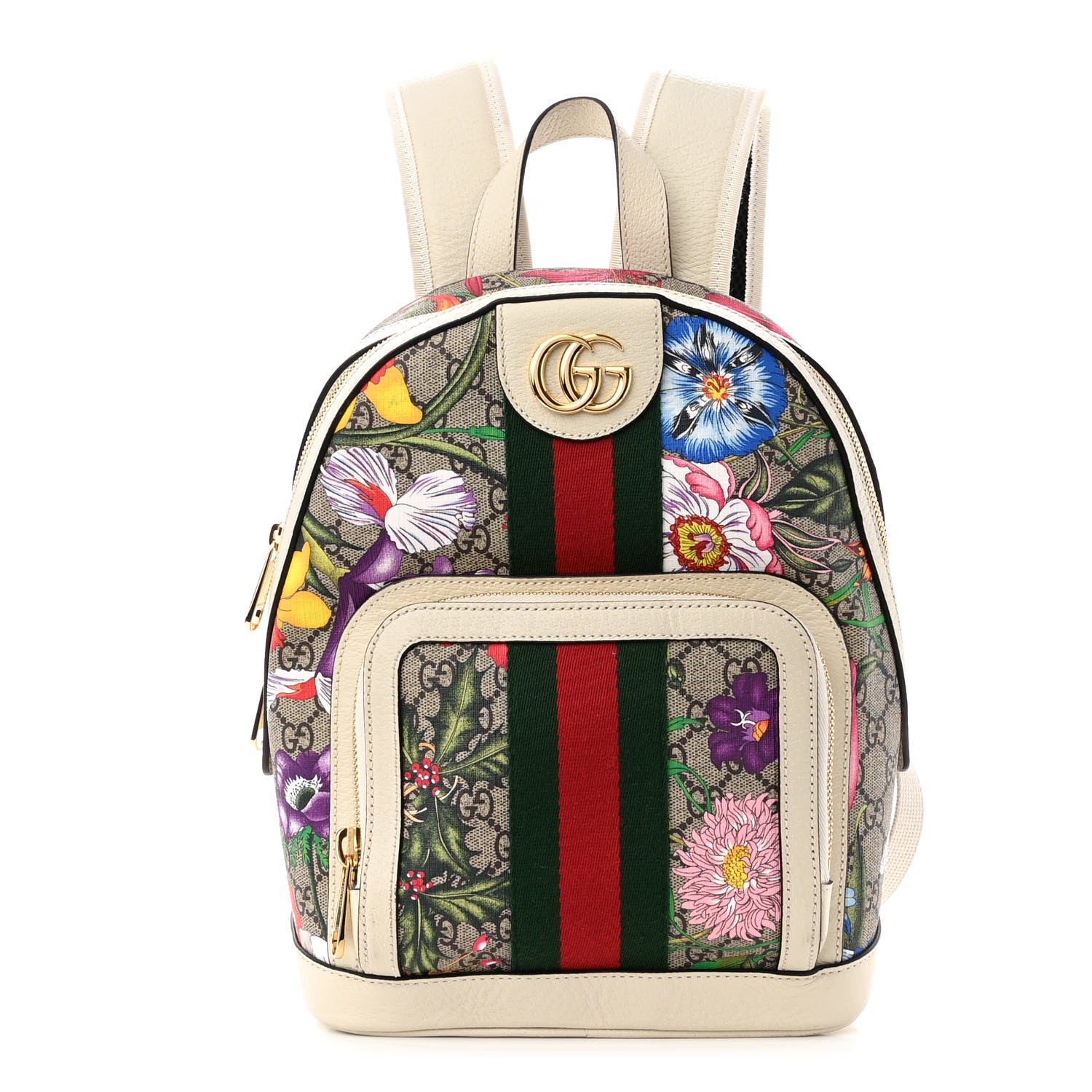 Gucci GG Supreme Monogram Flora Web Small Ophidia Day Backpack White 1 of 11