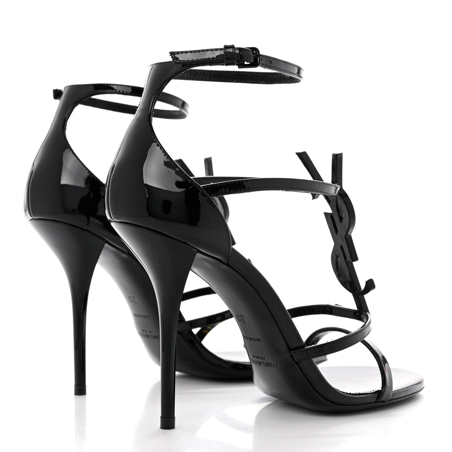 Saint Laurent Patent Cassandra 100 Sandals 38 Black 4 of 9