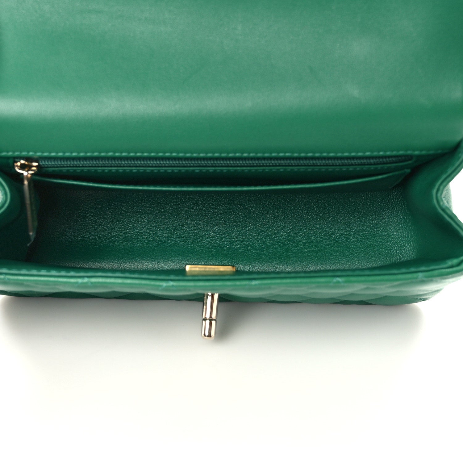 Chanel Lambskin Quilted Mini Top Handle Rectangular Flap Green 5 of 13