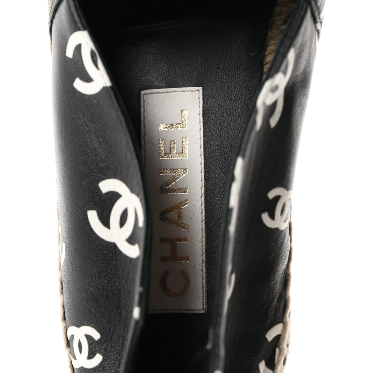 Lambskin Printed CC Espadrilles 39 Black White