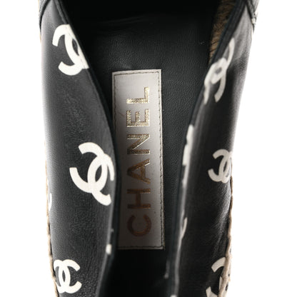 Chanel Lambskin Printed CC Espadrilles 39 Black White 9 of 11