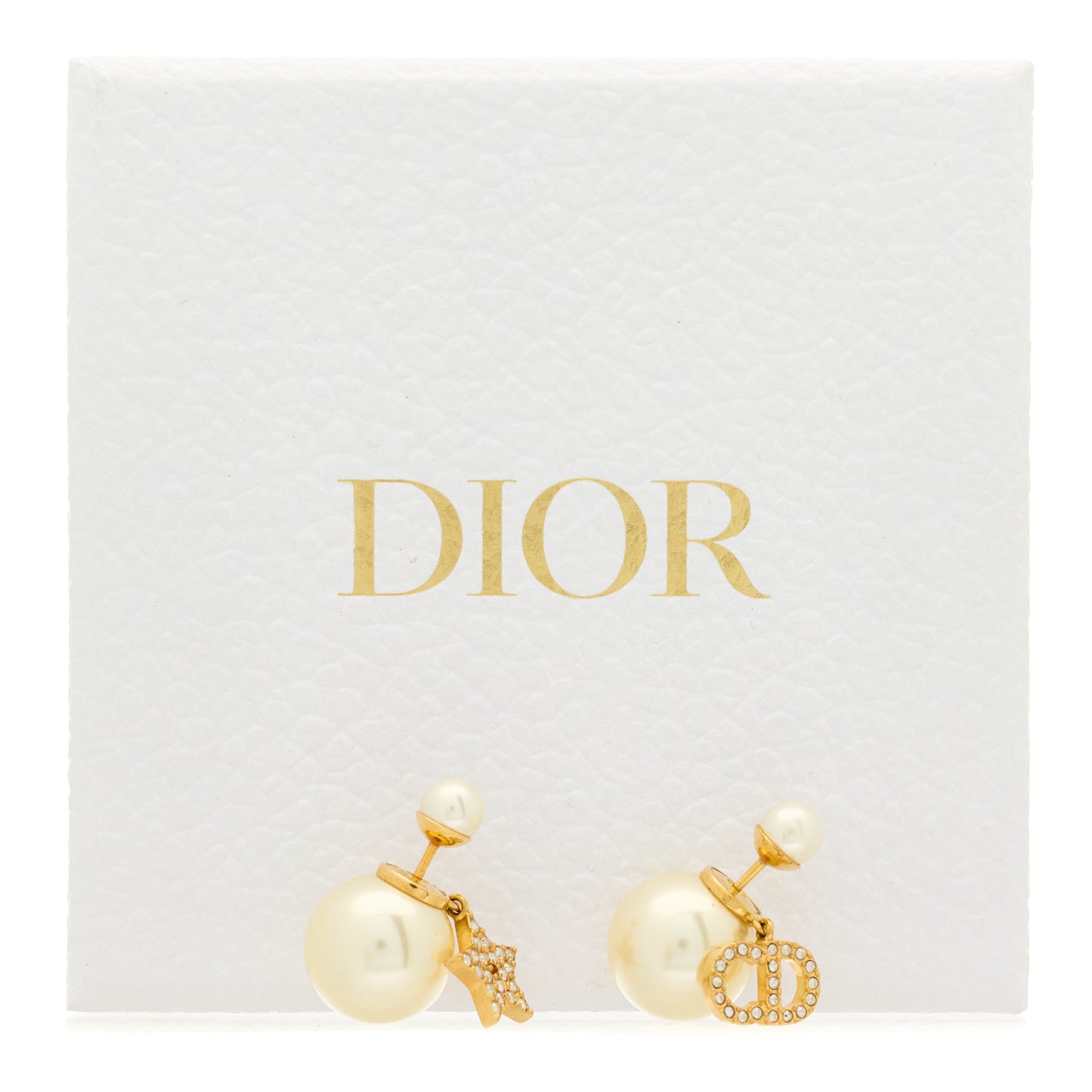 Pearl Crystal Mise En Dior Logo Tribal Earrings Gold