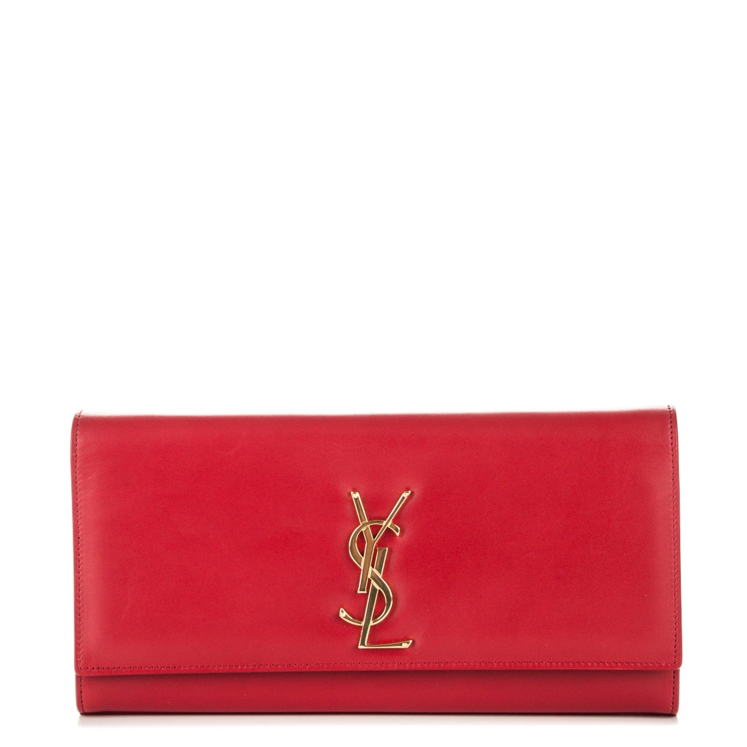 Saint Laurent Calfskin Monogram Cassandre Clutch Rouge Orient 1 of 6