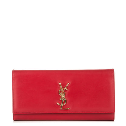 Saint Laurent Calfskin Monogram Cassandre Clutch Rouge Orient 1 of 6