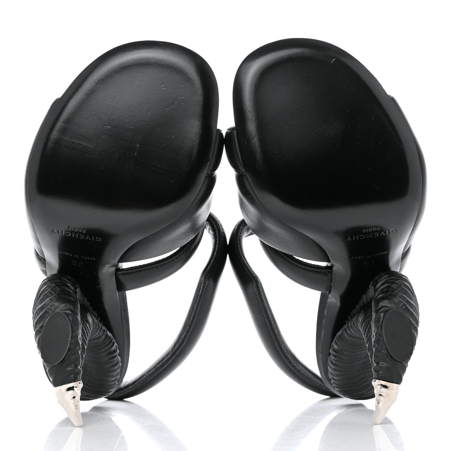 Givenchy Lambskin 4G Logo Horn Sandals 38 Black 5 of 7