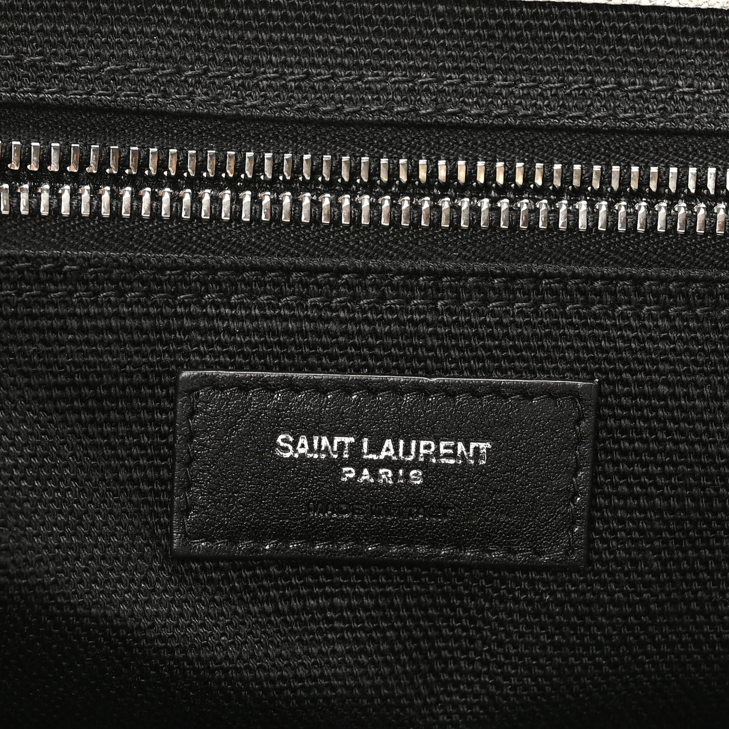 Linen Calfskin Rive Gauche North South Tote White Black