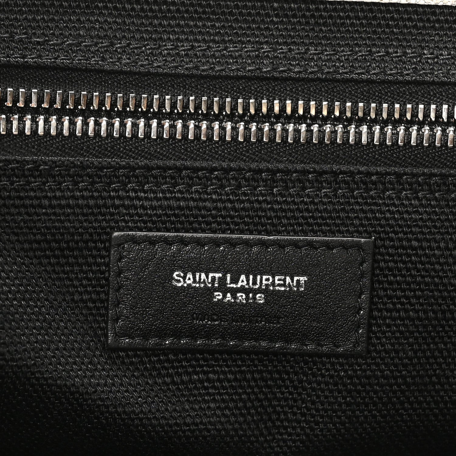 Saint Laurent Linen Calfskin Rive Gauche North South Tote White Black 6 of 9