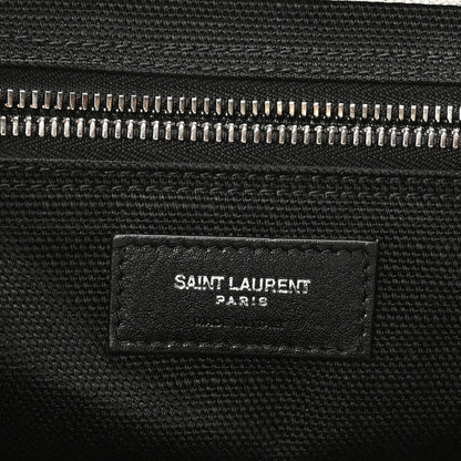 Saint Laurent Linen Calfskin Rive Gauche North South Tote White Black 6 of 9