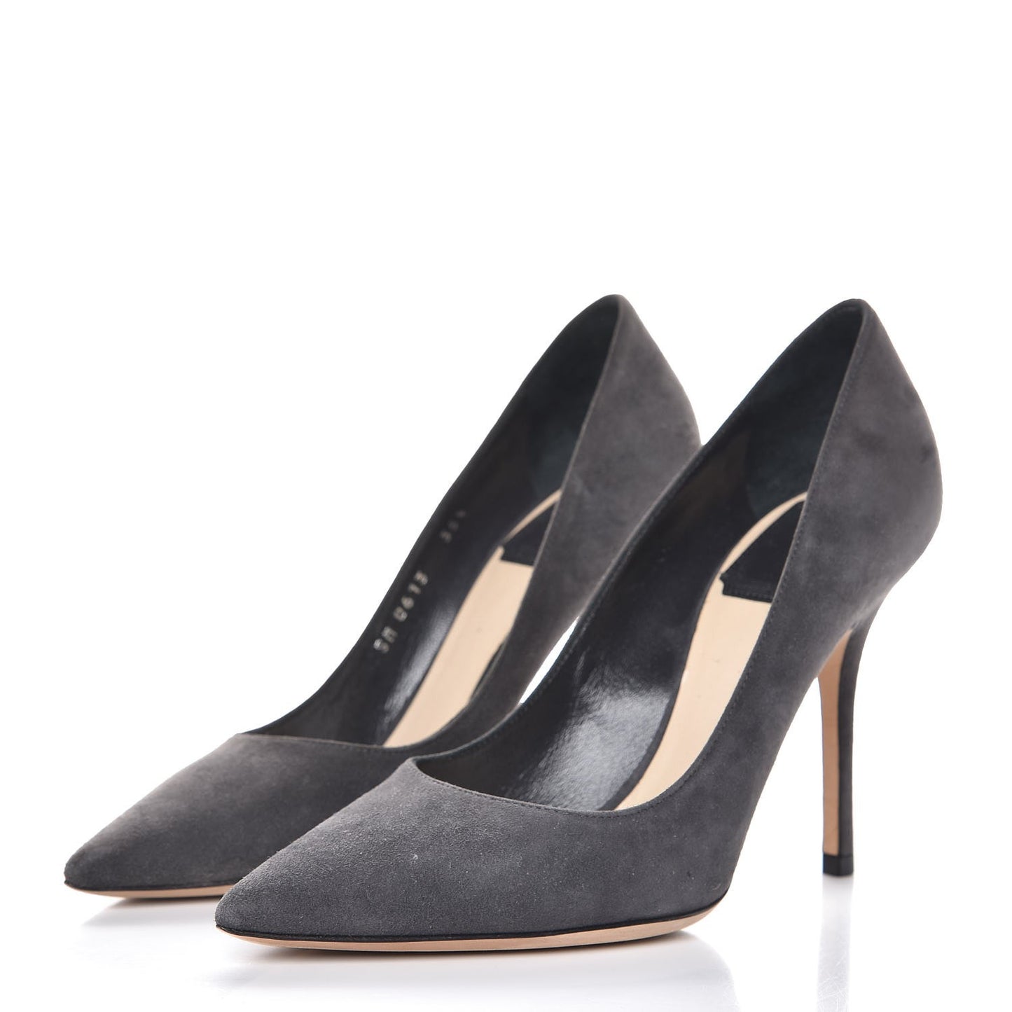 Suede Cherie Pointy Toe 100mm Pumps 35.5 Anthracite